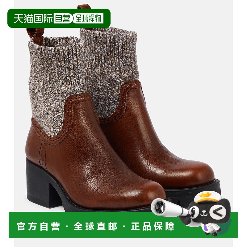 1h可退 香港直邮Chloe 蔻依 女士 Neva 皮质垫衬靴子 000767