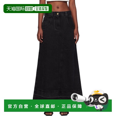 1h可退 香港直邮Palm Angels 棕榈天使 女士 黑色开衩半身裙 PWYF