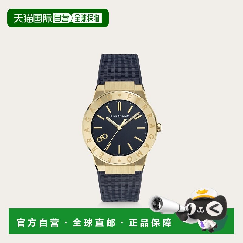 自营欧洲直邮Ferragamo菲拉格慕 男士蓝色表盘IP石英腕表41mm