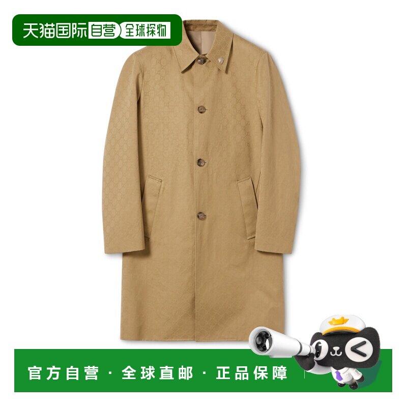 自营欧洲直邮GUCCI古驰 GG女士米色棉质华达呢大衣