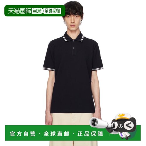 香港直邮Moncler 盟可睐 男士 海军蓝 Striped Trim Cotton Pique