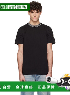 1h可退 香港直邮Moncler 盟可睐 男士 黑色 Logo-Trimmed Cotton