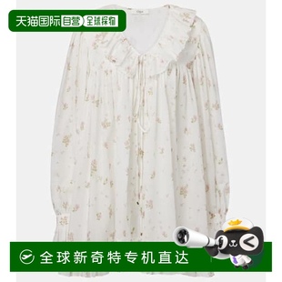 印花荷叶边棉质迷你连衣裙 1h可退 香港直邮Chloe 蔻依 女士