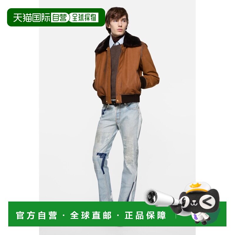 自营欧洲直邮Acne Studios 男士浅蓝色棉质印花直筒牛仔裤直筒裤