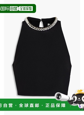 1h可退 香港直邮Sandro 女士 短款水晶装饰绉纱上衣 SFPTO00702BL