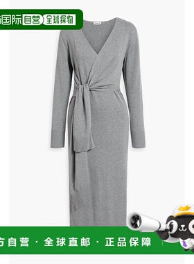 1h可退 香港直邮Simkhai 女士 Skyla 裹式棉质羊绒混纺中长连衣裙