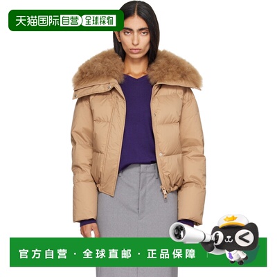 香港直邮YVES SALOMON 女士 驼色 Waterproof Technical Lambswoo