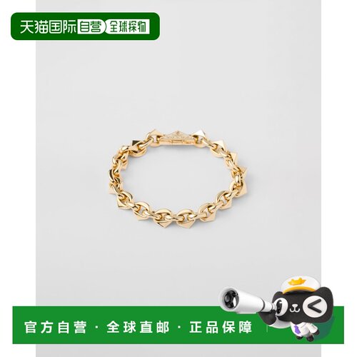 自营欧洲直邮Prada普拉达 Eternal Gold系列金色18K金三角标识手