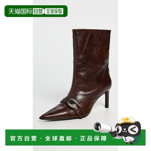 1h可退 香港直邮Coperni 女士 及踝高跟带子靴子 brown棕色 舒适