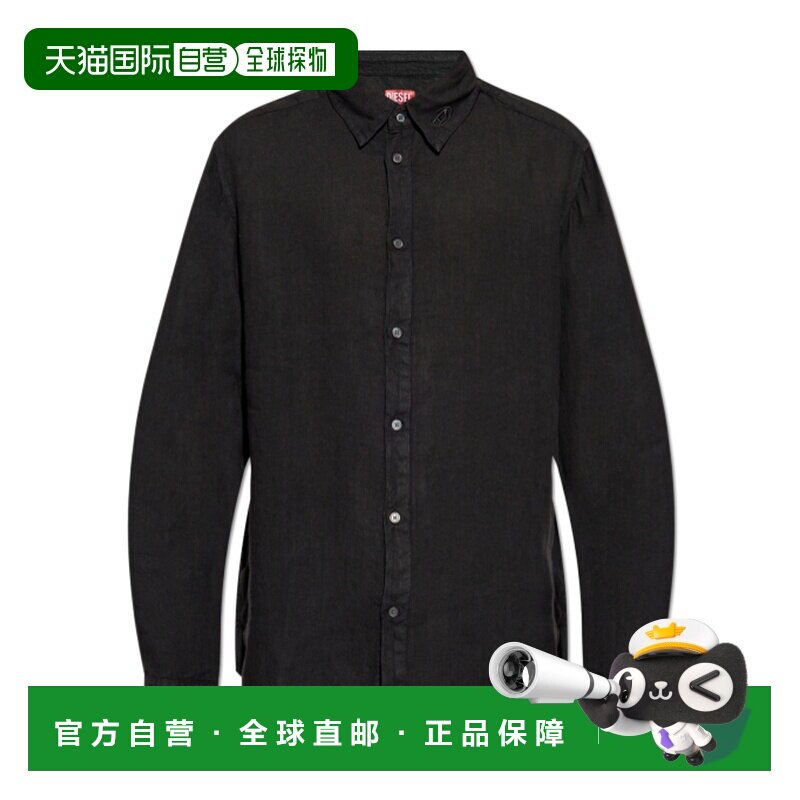 香港直邮DIESEL 男士衬衫 A166940TJAL9XX SS2025 黑色 长袖衬衫