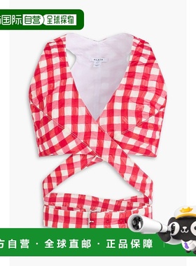 1h可退 香港直邮alaia 女士 Archetypes 短款方格棉布欧根纱上衣