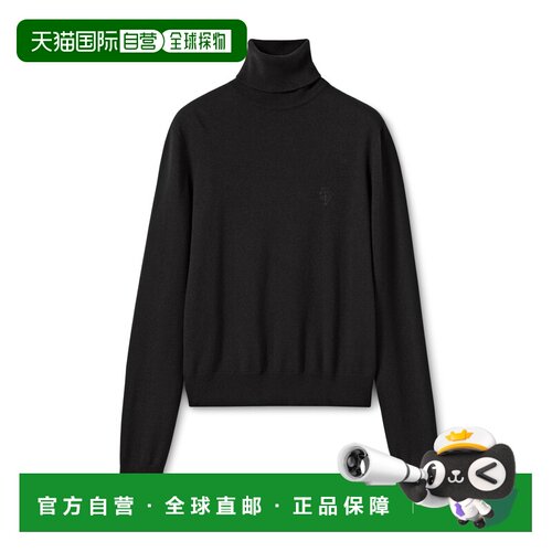 自营欧洲直邮GUCCI古驰 Col Roule女士黑色羊毛高领刺绣长袖毛衣