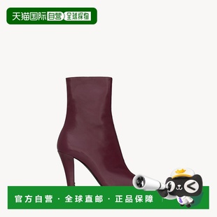 自营欧洲直邮YSL圣罗兰 JILL系列女士复古波尔多色小牛皮方尖头靴