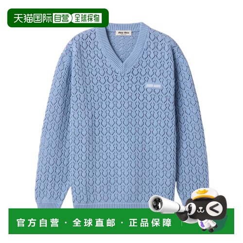 1h可退 Miu Miu V领长袖针织衫 MML05Z191ASOOO通勤毛衣