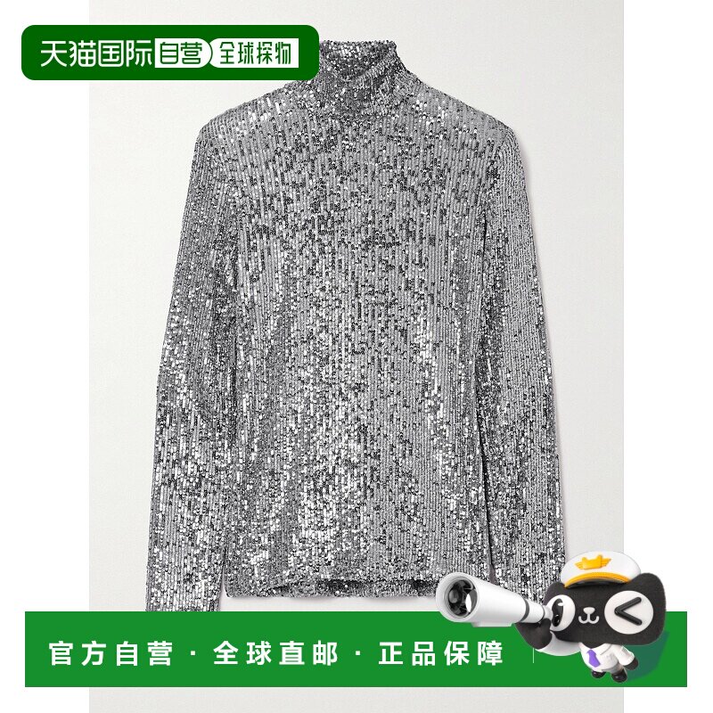 香港直邮Rabanne 女士 珠片薄纱高领上衣 25ACTO129PO0391