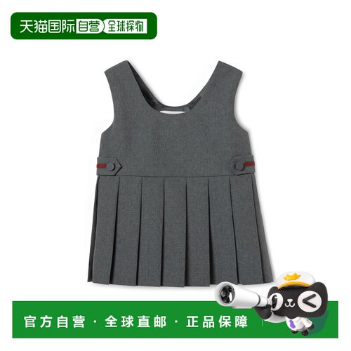 欧洲直邮GUCCI古驰 婴儿浅灰色羊毛织带连衣裙