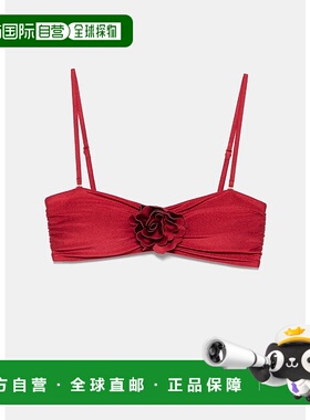 Dark Red Cascadian Flower Bikini Top性感吊带比基尼文胸