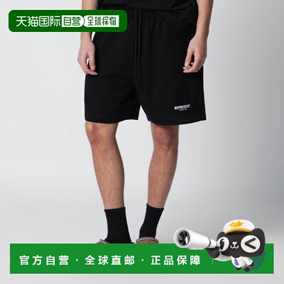 1h可退 香港直邮Represent 男士 黑色棉质带Logo短裤 OCM100004CO