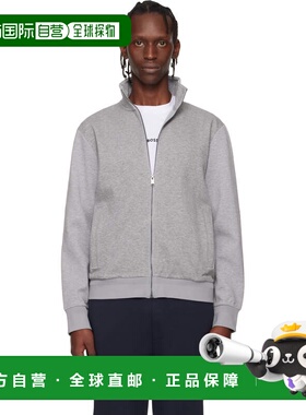 1h可退 香港直邮BOSS 波士 男士 灰色 Zip-Up Mercerized Stretch