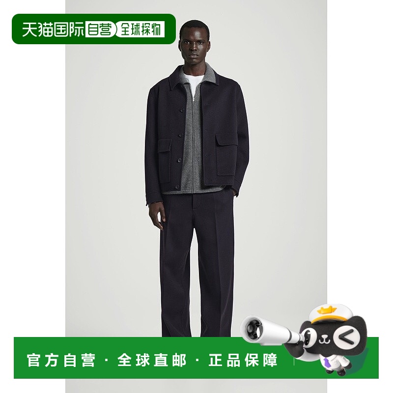 自营欧洲直邮COS 男士海军蓝羊毛休闲裤新款直筒裤