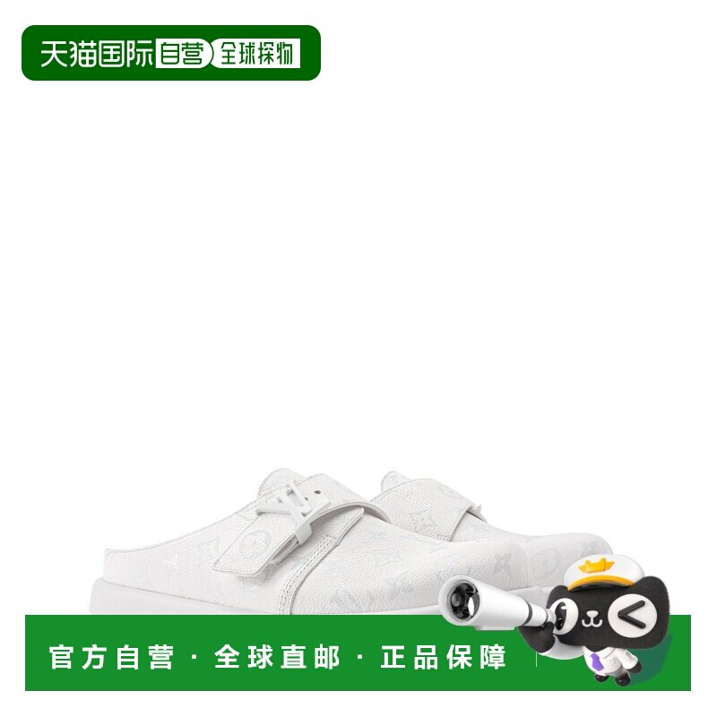 自营欧洲直邮LV路易威登 男士白色皮革LOGO标识拖鞋凉拖半拖