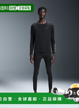 自营欧洲直邮On昂跑Lumos系列男士黑色再生聚酯反光印花长袖T恤