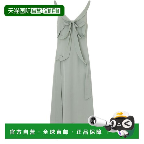 自营欧洲直邮ACNE STUDIOS 女士鼠尾草绿丝质V领无袖连衣裙