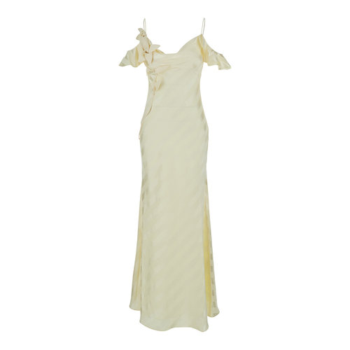 香港直邮Self-Portrait 女士 'YELLOW DRESS' for 缎面条纹长款V