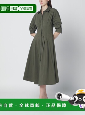 1h可退 香港直邮Simkhai 女士 军装风绿色中长衬衫式连衣裙 12611