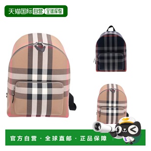 自营BURBERRY博柏利双肩背包经典纺织格纹装饰拉链配口袋