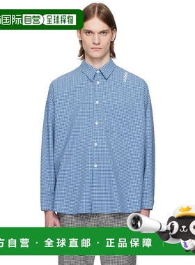 香港直邮Marni 玛尼 男士 蓝色 & 白色格纹衬衫 CUMU0061S5UTP787