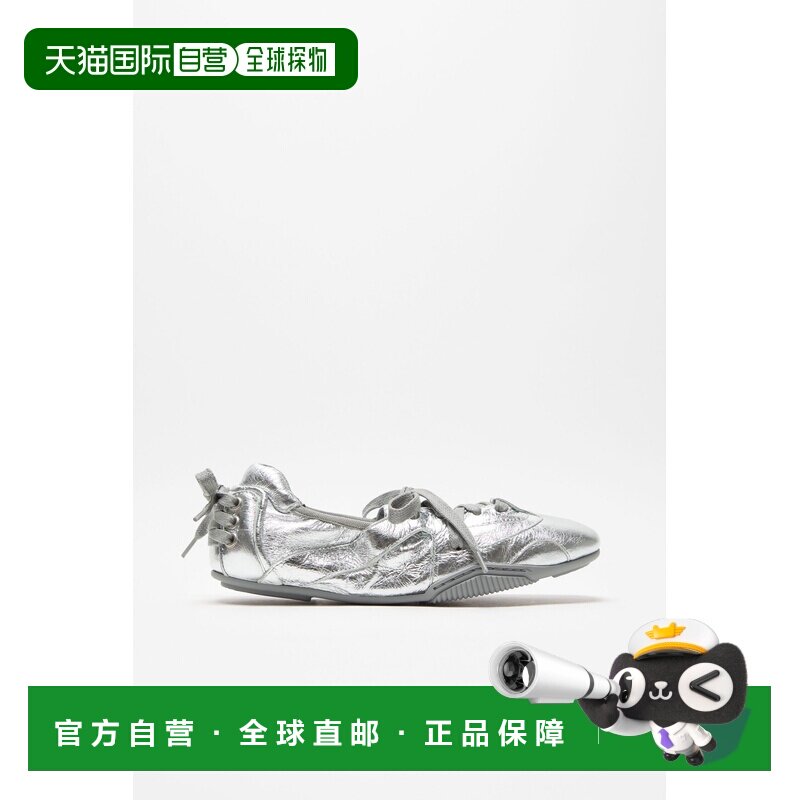 自营欧洲直邮Acne Studios SS25女士银色/灰色羔羊皮芭蕾系带鞋图片