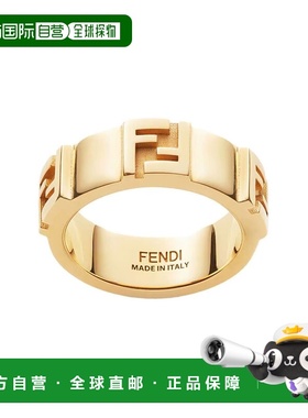 1h可退 香港直邮Fendi 芬迪 女士 FF 金色染色压花徽标铜制戒指 8