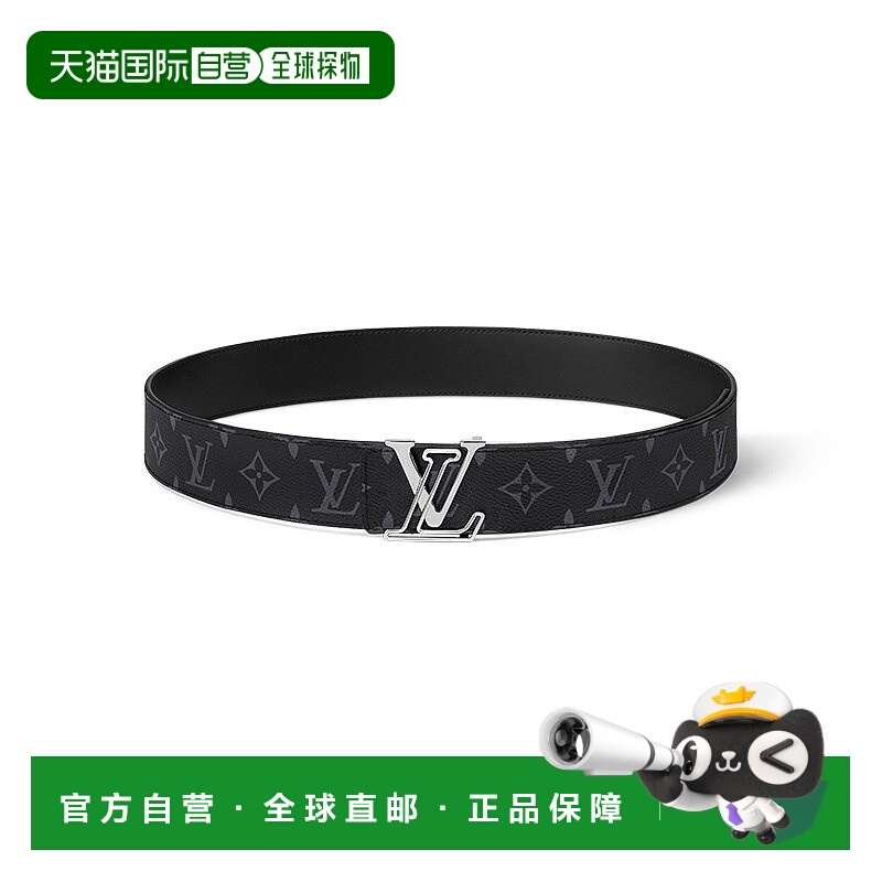 欧洲直邮LV/路易威登 24年款 男士黑色老花帆布双面腰带40mm皮带