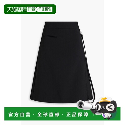 香港直邮Courreges 女士 绉纱中长半身裙 325CJU278WO0143BLACK