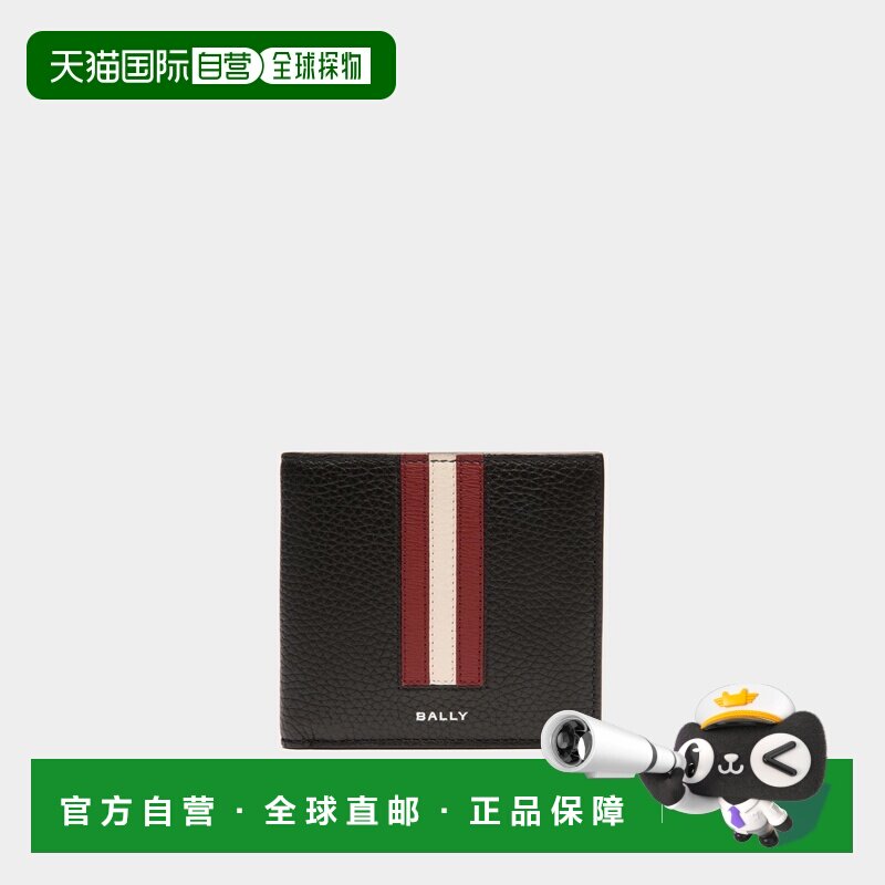 自营欧洲直邮Bally巴利 Ribbon男士黑色粒面皮革单折钱包