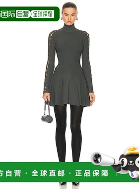 1h可退 香港直邮Alaia 女士 长袖高领连衣裙 AA9R23544M722