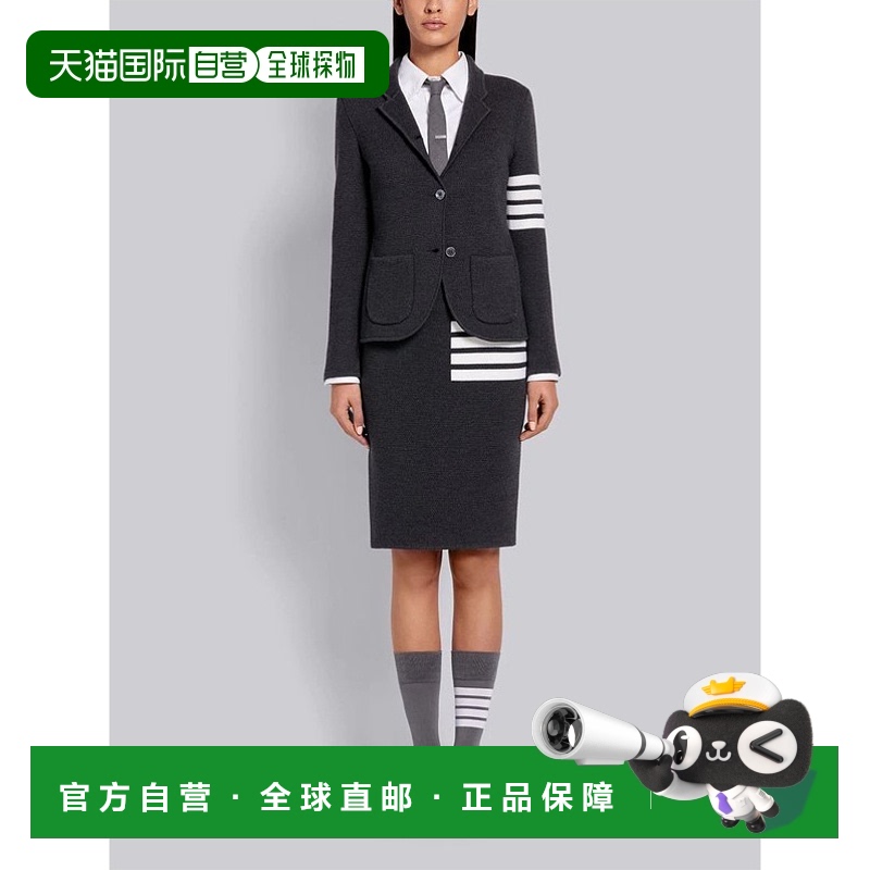 香港直邮Thom Browne 深灰色4条纹半身裙 FKK061A00014
