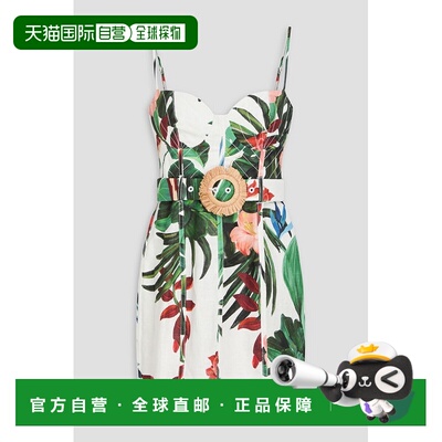 1h可退 香港直邮FARM RIO 女士 束带印花亚麻迷你连衣裙 337197MI