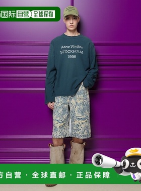 欧洲直邮ACNE（2025）徽标T恤 - 宽松版型印花长袖复古上衣男装