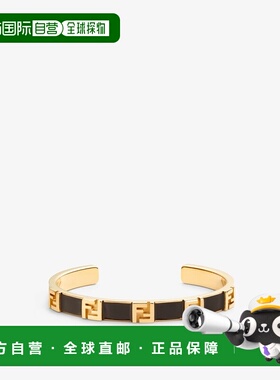 自营1h可退 欧洲直邮FENDI/芬迪 女士黑色/金色黄铜手链新款手镯