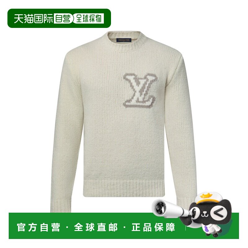 自营欧洲直邮LV路易威登 Intarsia男士羊毛针织圆领米白色毛衣