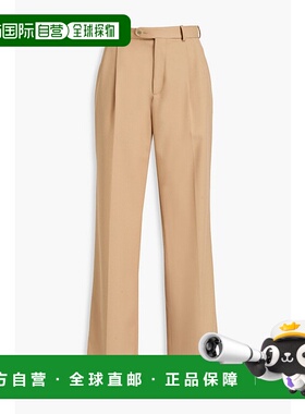 1h可退 香港直邮Sandro 女士 褶裥斜纹布直筒裤 SFPPA01555SABLE
