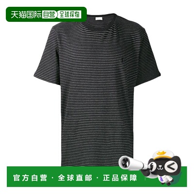 香港直邮Saint Laurent 棉质徽标刺绣条纹T恤 582196YBIU2