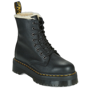 欧洲直邮dr. martens 女士黑色厚底荔枝纹8孔拉链时尚休闲马丁靴