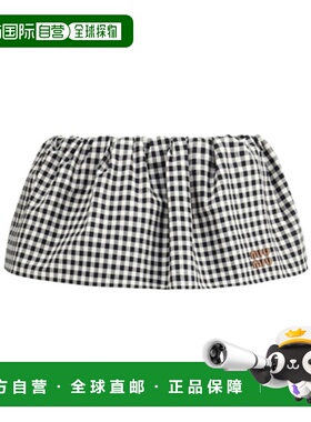 香港直邮Miu Miu 格纹半身裙A字裙短裙 MG220012OFSOOO