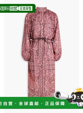 1h可退 香港直邮ZIMMERMANN 女士 佩斯利印花苎麻中长连衣裙 1246