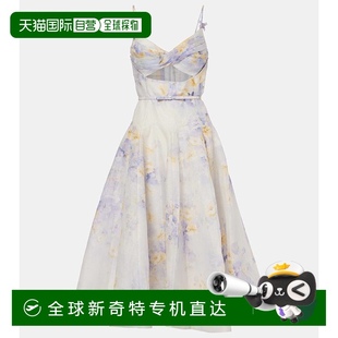 香港直邮ZIMMERMANN 001327 女士 花朵剪口亚麻真丝中长连衣裙