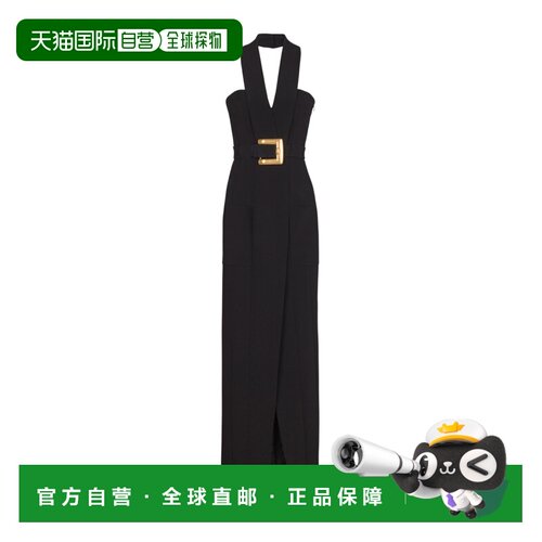 香港直邮Balmain 腰带款绉纱连衣裙长裙 GF1RP905VB00
