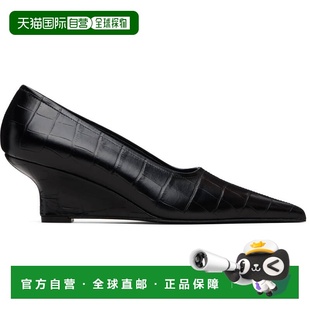 1h可退 香港直邮toteme 女士 黑色 Sharp Croco-Embossed Wedge